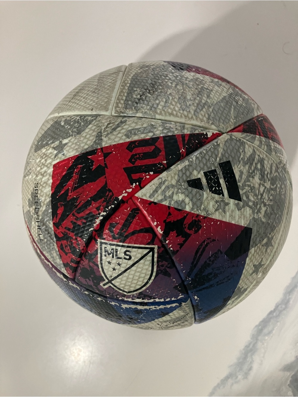 Authentic adidas MLS Training Soccer Ball in Red, Blue & White